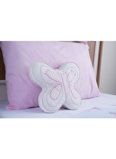 Buy Butterfly Applique Shaped Filled Cushion 25x35Cm White in UAE