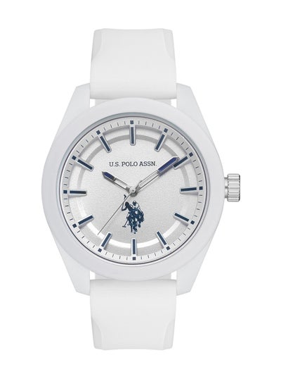 Buy U.S. Polo Assn. Analog Watch For Men With White Dial And White Sillicon Strap 43 MM- 5 Atm Water Resistance - USPA1022-03 in Saudi Arabia