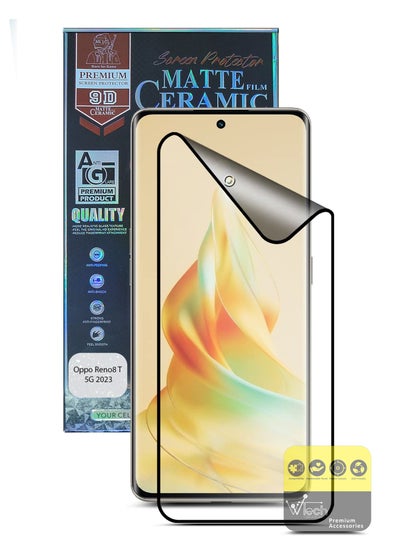 Buy Nano Matte Ceramic Anti Fingerprint Full Glue Full Cover Flexible Screen Protector For Oppo Reno8 T 5G 2023 Clear/Black in Saudi Arabia