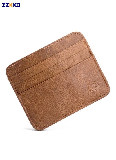 Buy The Top Layer Cowhide Zero Wallet, Retro Unisex Coin Purse, Pure Color Card Holder, Can Be Used For Storing Public Transportation Cards, Bank Cards, Credit Cards, Banknotes, And Driver'S Licenses in Saudi Arabia