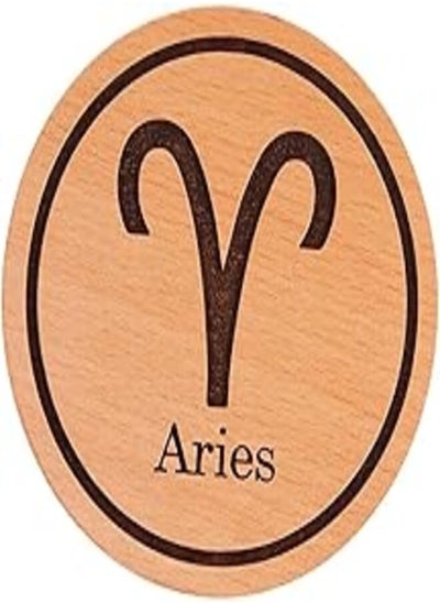 اشتري Laser Crafts Aries Logo Laser Engraved 3.5" Diameter Wooden Coaster في مصر