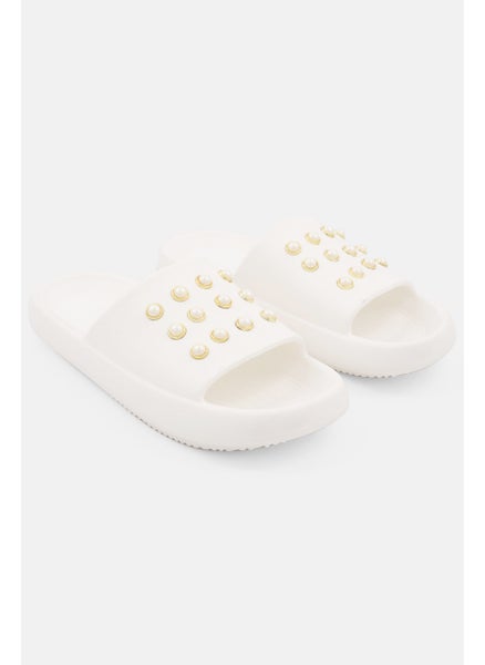 اشتري Women Slip On Textured Slides, White في الامارات