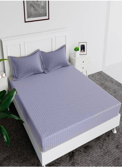 Buy Fitted Bed Sheet +2Pcs Pillow Covers, King/Queen/Double/Single Sizes, Color Grey in UAE