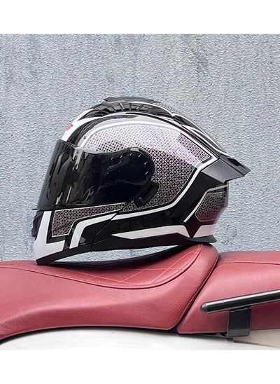 اشتري New Double Mirror Helmet Semi Full Cover Four Seasons Motorcycle Helmet في السعودية