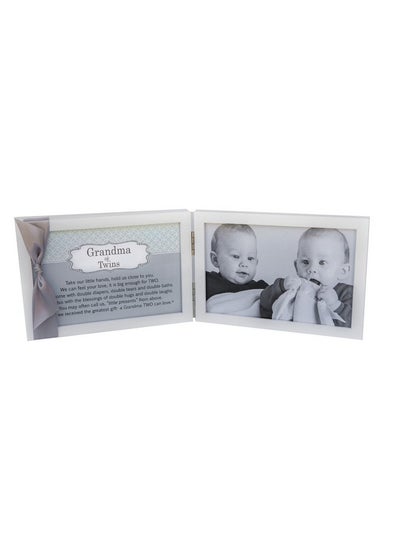 Buy Grandma Of Twins Poem White Double Hinged 4 X 6 Photo Frame With Ribbon in UAE