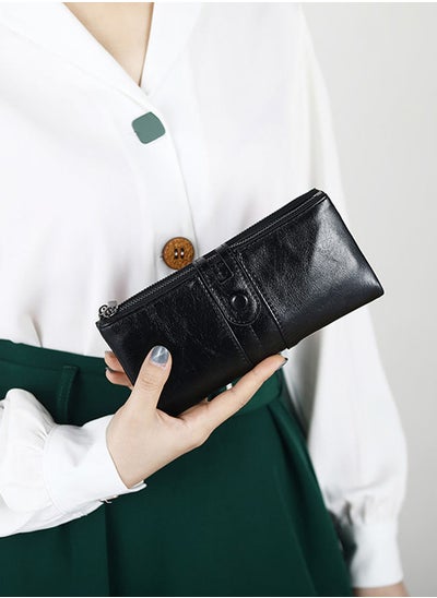 Buy Classic Stone Texture PU Leather Ladies Clutch for Women Long Wallet Large Capacity Zipper Money Bag Card Holder for Shopping Commute 19.5*11*2.5cm in Saudi Arabia