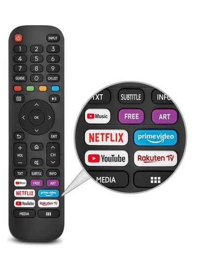 Buy Universal Replacement for -VIDAA-TV-Remote, New Upgraded Infrared Remote Control EN2G30H/EN2A30,with Netflix, Prime Video, YouTube, Rakuten TV Buttons in UAE