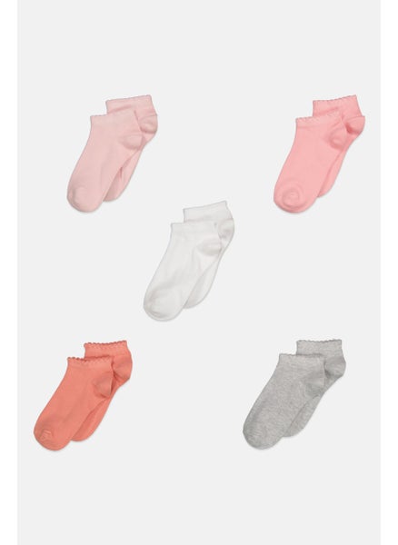 اشتري Kids Girl 5 Pair Ankle Socks, Pink Combo في الامارات