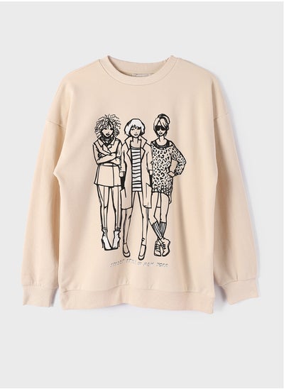 اشتري Crew Neck Printed Long Sleeve Women's Sweatshirt في مصر