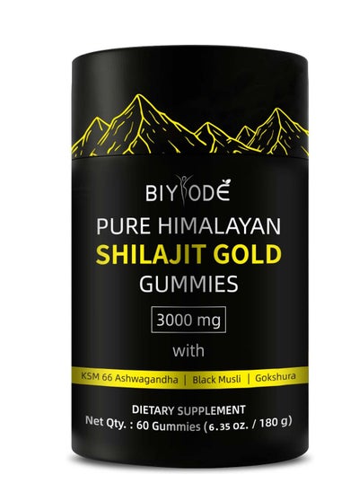 Buy Pure Himalayan Shilajit Gummies Gold I Lab Tested I No Added Sugar I Ashwagandha, Gokshura| Fulvic Acid & 85+ Trace Minerals I for Men, Women I Non-GMO I 100% Natural & Organic I 60 Gummy in Saudi Arabia