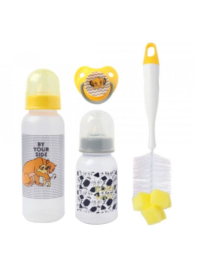 Buy The Lion King Feeding Combo Gift Set For Baby With Feeding Bottle Soother And Bottle Brush Pack Of 4Pcs TRHA2117 in UAE
