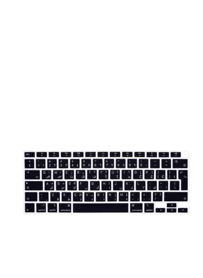 Buy Arabic Language Ultra Thin Silicone Keyboard Cover for 2021 2020 MacBook Air 13 Inch A2179 and A2337 Apple M1 Chip (EU Layout) with Touch ID Keyboard Accessories Protective Skin (Black) in UAE