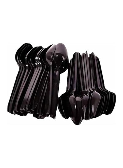 اشتري 25 Pcs Plastic Spoon Heavyweight Disposable Spoon Black في مصر