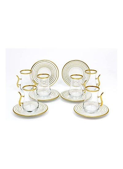 اشتري Tea Set with Saucer Elegant Turkish Estikana Cups for Tea Coffee Cup for Home Office Set of 12 pcs Made in Turkey - ETS8802 في الامارات