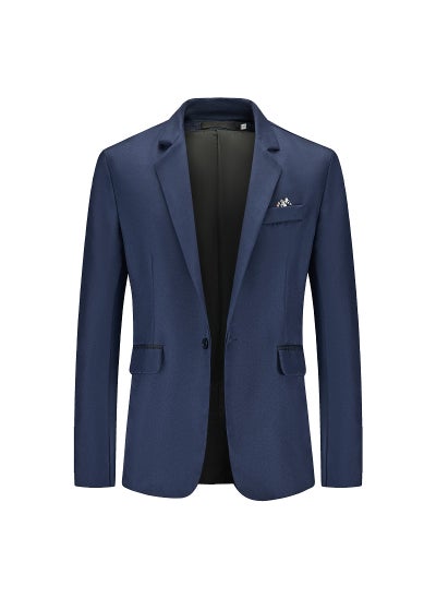 اشتري 1 x 5 pcs 2024 Autumn Mens Plus-Size Color-Block Suit Jacket Navy blue في السعودية