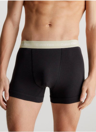 Buy Men's 3 Pack Trunks - Cotton Stretch -  cotton elastane blend, Black in UAE