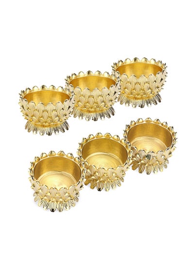 Buy 6 PCS Metal Lotus Ghee Oil Lamp Holders, Lotus Tea Light Holders Votive Candle Stand Set, Lotus Butter Lamp Holders for Diwali Puja Home Altar Ramadan Decoration Candle Centerpiece (Gold) in Saudi Arabia