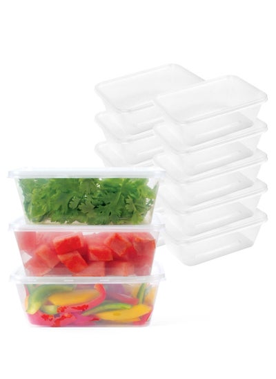 Buy Disposable Container with Lids Bowls for Food – Microwave Plastic Freezer Soup Pint Deli Rectangular Containers 1000ml [10 PCS] Kitchen Containers Storage Box in UAE