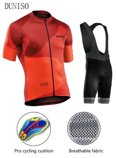 Buy Men's Cycling Jersey Suit Set Long Sleeve Mountain Bike Road Bicycle Shirt Pants Breathable Biking Outfit Quick Dry Bib in Saudi Arabia