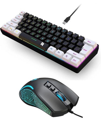 Buy Wired Gaming Keyboard and Mouse Combo Include Mini 60% Merchanical Feel Keyboard Ergonomic Design in Saudi Arabia