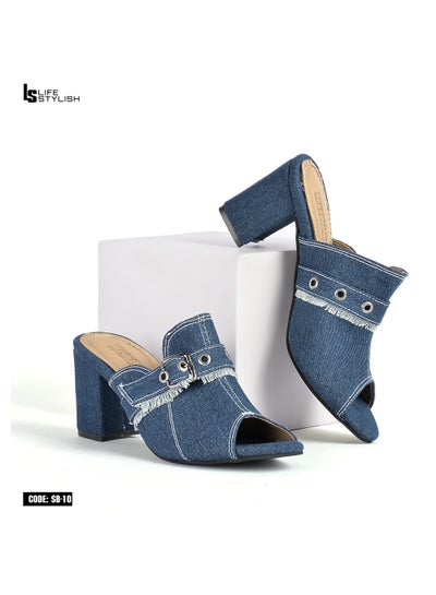 Buy Lifestylesh Shoes Heels Jeans Fabric SB-10 - Blue in Egypt