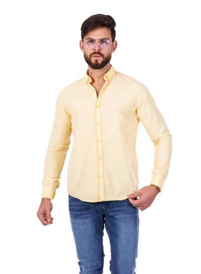 Buy Men's  Shirt- cotton - Color Yellow in Egypt