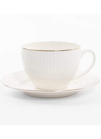 Buy Luce Tea Cup & Saucer Set, White - 220ml in UAE