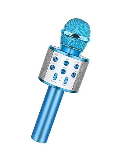 Buy Portable Handheld Karaoke Wireless Microphone With Bluetooth Speaker WS-858 Blue in UAE