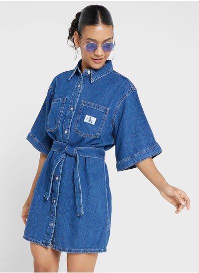 Buy Pocket Detail Button Down Shirt Dress in Saudi Arabia