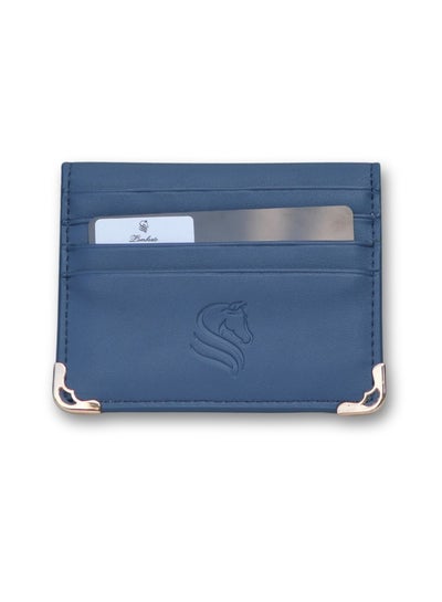 Buy Slim Wallet and Modern Unisex Foldable Made of Leather Containing Eight Card Pockets and aSpecial One for Banknotes Blue in UAE
