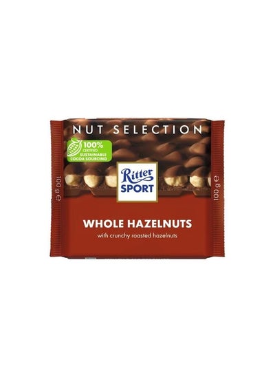 Buy Ritter Sport Whole Hazelnuts Chocolate 100g in UAE