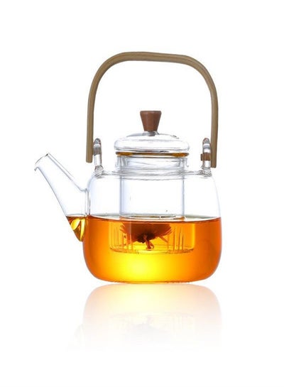 Buy Bamboo Silicon Handle Teapot, High Boron Glass Teapot, Transparent Household Glass Teapot, Kettle in UAE