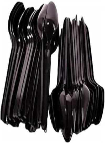 Buy Black Plastic Spoon - Heavyweight Disposable Spoon, Heavy Duty Black Cutlery - Plastic Utensils - Perfect for Parties and Restaurants (50 pices) in Egypt