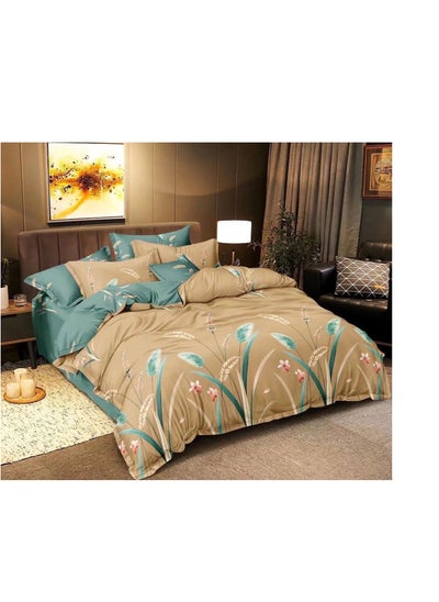 Buy Embrace King Comforter Comforter set 6pcs set glazed cotton King size 1-PC fitted bedsheet 200 * 200cm,1-PCS Comforter 220 * 240 fixed, 4PCS Super Soft Pillowcases in UAE