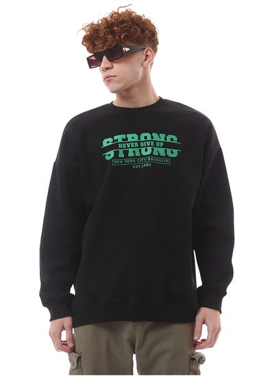 Buy Never Give Up Black Crew Neck Winter Sweatshirt in Egypt