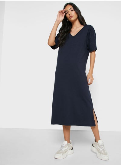 Buy Relaxed V-Neck Midi Dress in Saudi Arabia