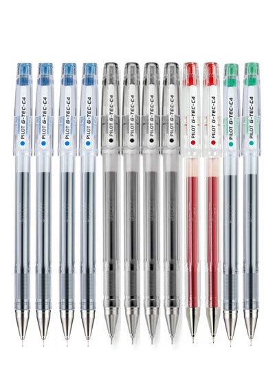 Buy 12-Piece G-Tec Ultra Fine Roller Pen 0.4mm Tip Multicolour in UAE