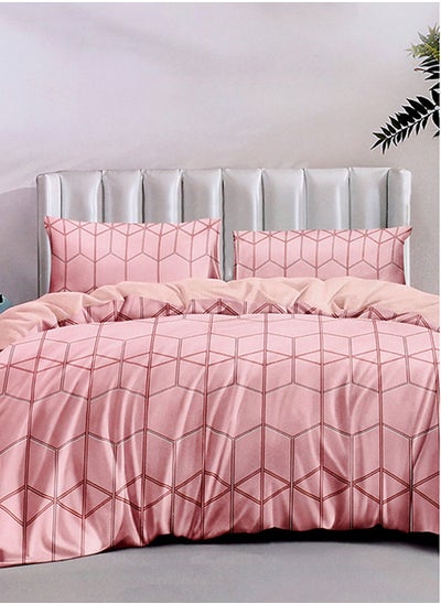 Buy Pink and Red Lines Desing Duvet Cover Set for Queen/Double/Full beds in UAE