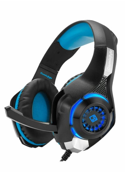 Buy GS410 Wired Gaming Headset Over Ear Headphones with Noise Cancelling Mic Compatible with PS5, PS4, Xbox One, PC, Mac, Computer, Laptop (Black/Blue) in Saudi Arabia