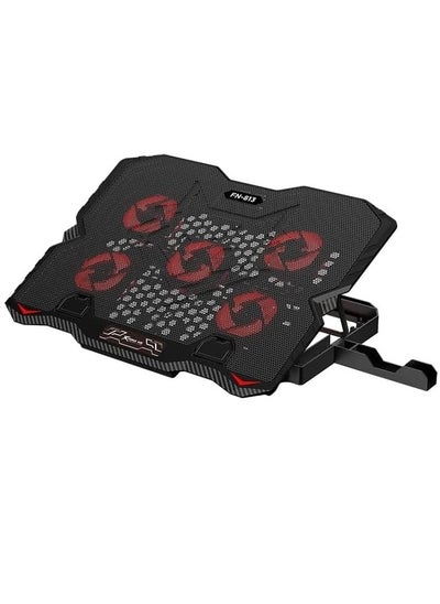 Buy FN813 Laptop Cooling Pad Stand – 5x RED Led Fans – 2 USB Ports – Mobile Holder – Support UP 17 Inch in Egypt