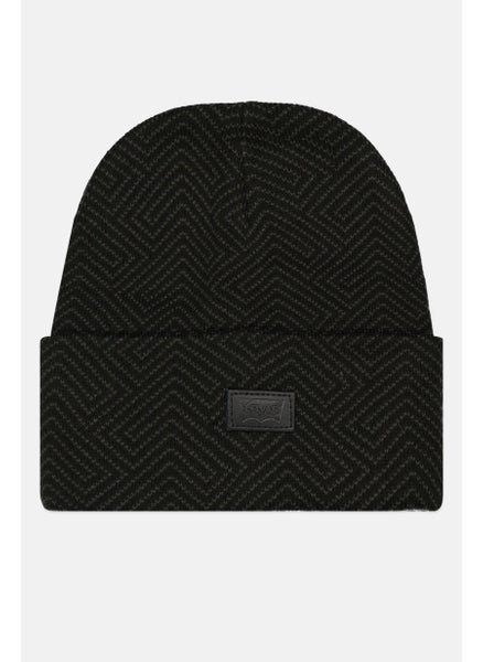 اشتري Men Brand Logo Geometric Knitted Beanie, Dark Green في الامارات