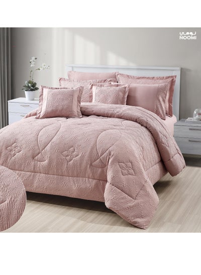 Buy 8-Piece Double Comforter Set Microfiber King Size 240x260 cm Pink in Saudi Arabia