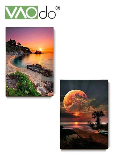 اشتري 2PCS Adult 5D Diamond Painting Set Complete Diamond Painting Diamond Painting Art Landscape Painting Wall Decoration 30*40CM في السعودية