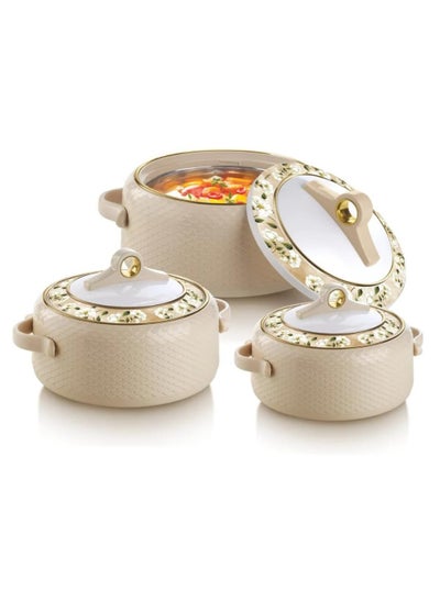 اشتري Coral Casserole Food Warmer Stainless Steel Insulated Hotpot 3 Pc Set في الامارات