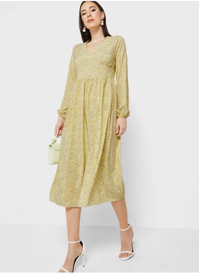 Buy Puff Sleeve Printed Dress in UAE