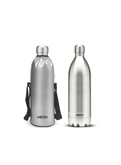 Buy Milton Thermosteel Duo DLX 1500, Double Walled Vacuum Insulated 1500 ml | 51 oz | 1.5 Ltr | 24 Hours Hot and Cold Bottle with Cover, 18/8 Stainless Steel, BPA Free, Food Grade, Leak-Proof | Silver in Saudi Arabia