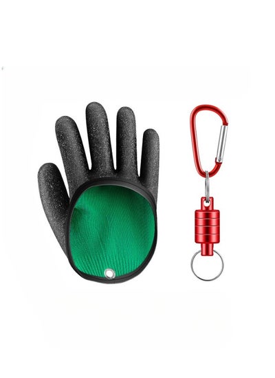 اشتري Fishing Catching Gloves, Anti-slip Catch Fish Gloves, Waterproof Magnetic Braided Fishing Gloves, Puncture Proof Fishing Glove For Hunting, Handling, Right Hand [single] + Metal Magnetic Buckle في الامارات