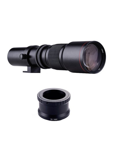 اشتري 500mm F/8.0-32 Multi Coated Super Telephoto Lens Manual Zoom + T-Mount to NEX E-Mount Adapter Ring Kit Replacement في السعودية