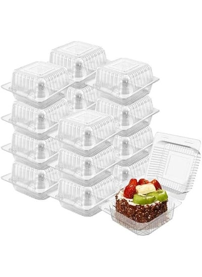 Buy 200PC Square Plastic Hinged Cake Slice Containers Individual Clamshell Disposable To Go Takeout Tray for Salads, Pasta, Sandwiches 5.3x4.7x2.8 Inch in Saudi Arabia