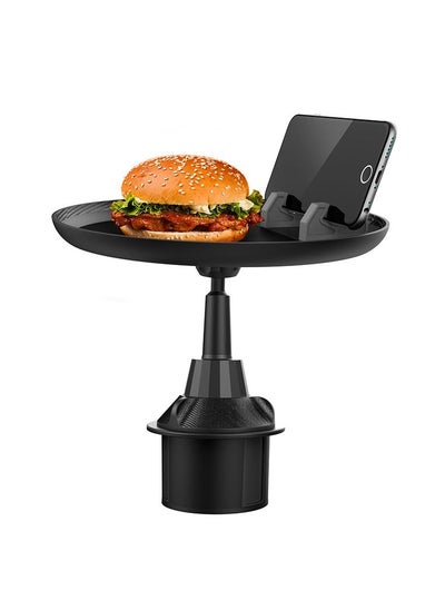 Buy Adjustable Car Tray Table for Eating with Phone Slot and Swivel Arm Black in Saudi Arabia